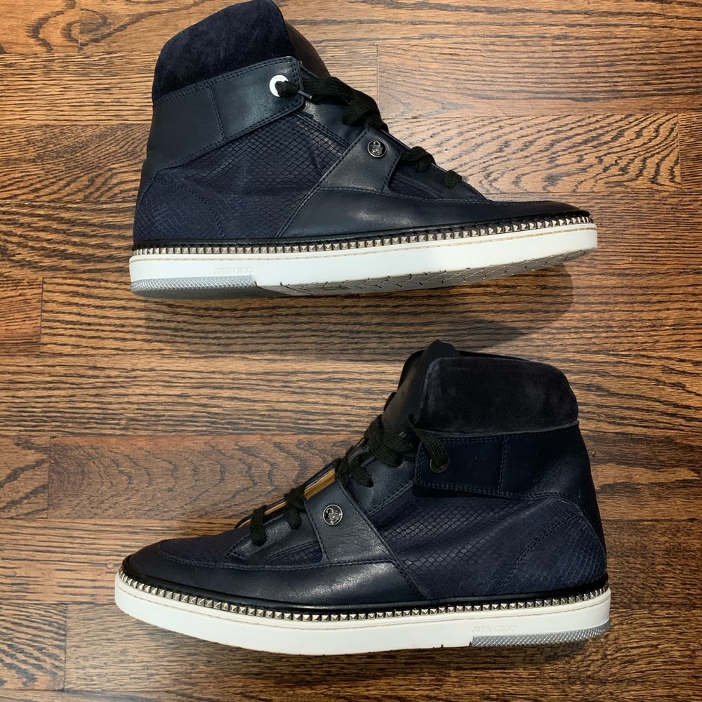 Jimmy Choo Viper Print Leather High-tops - navy